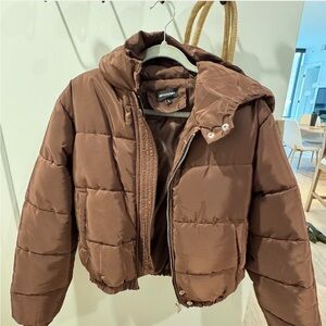 PrettyLittleThing Chocolate Puffer Jacket
